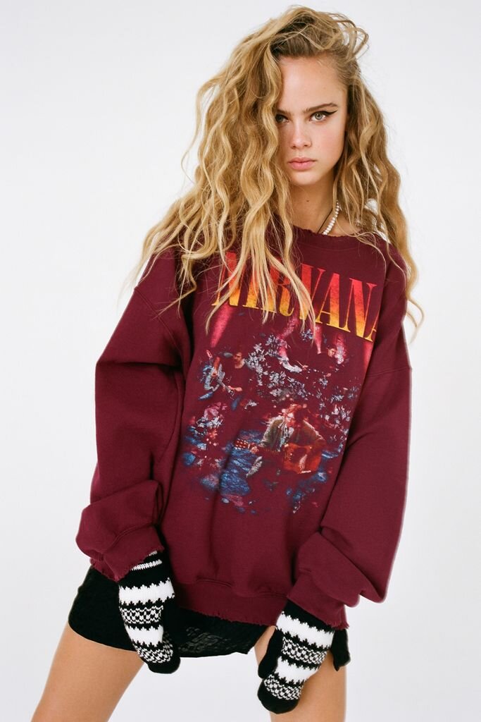 Nirvana Unplugged Oversized Crew Neck Sweatshirt