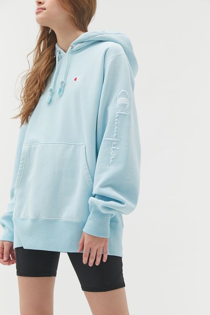 Champion UO Exclusive Boyfriend Script Sleeve Hoodie Sweatshirt