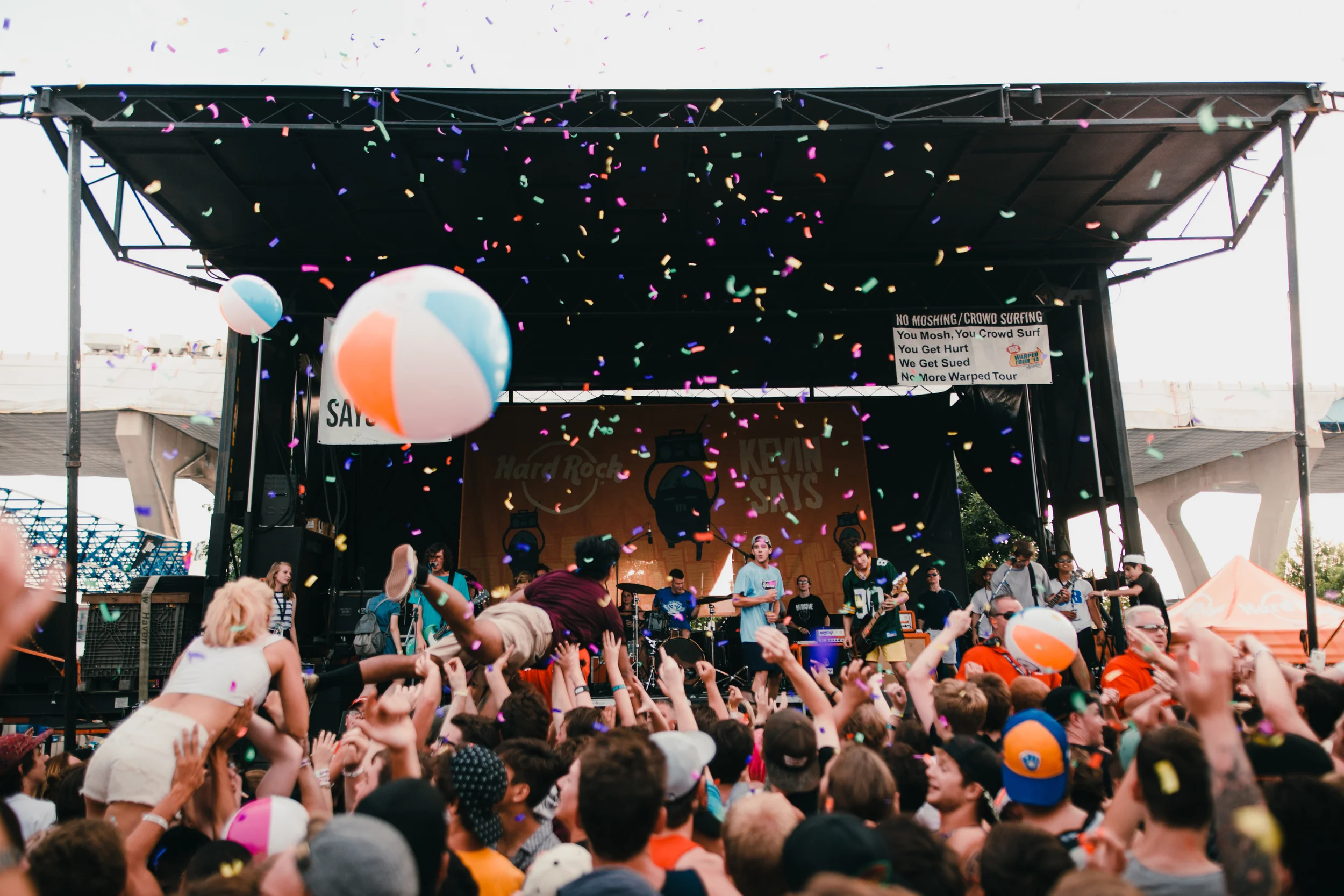 So my friend Jake who had been helping with this stage on Warped let me know one song into Knuckle Pucks set that he had bought these confetti blasters and was going to pop them on song three. So I weaseled my way into the crowd and got this shot which was one of my favorite of tour.