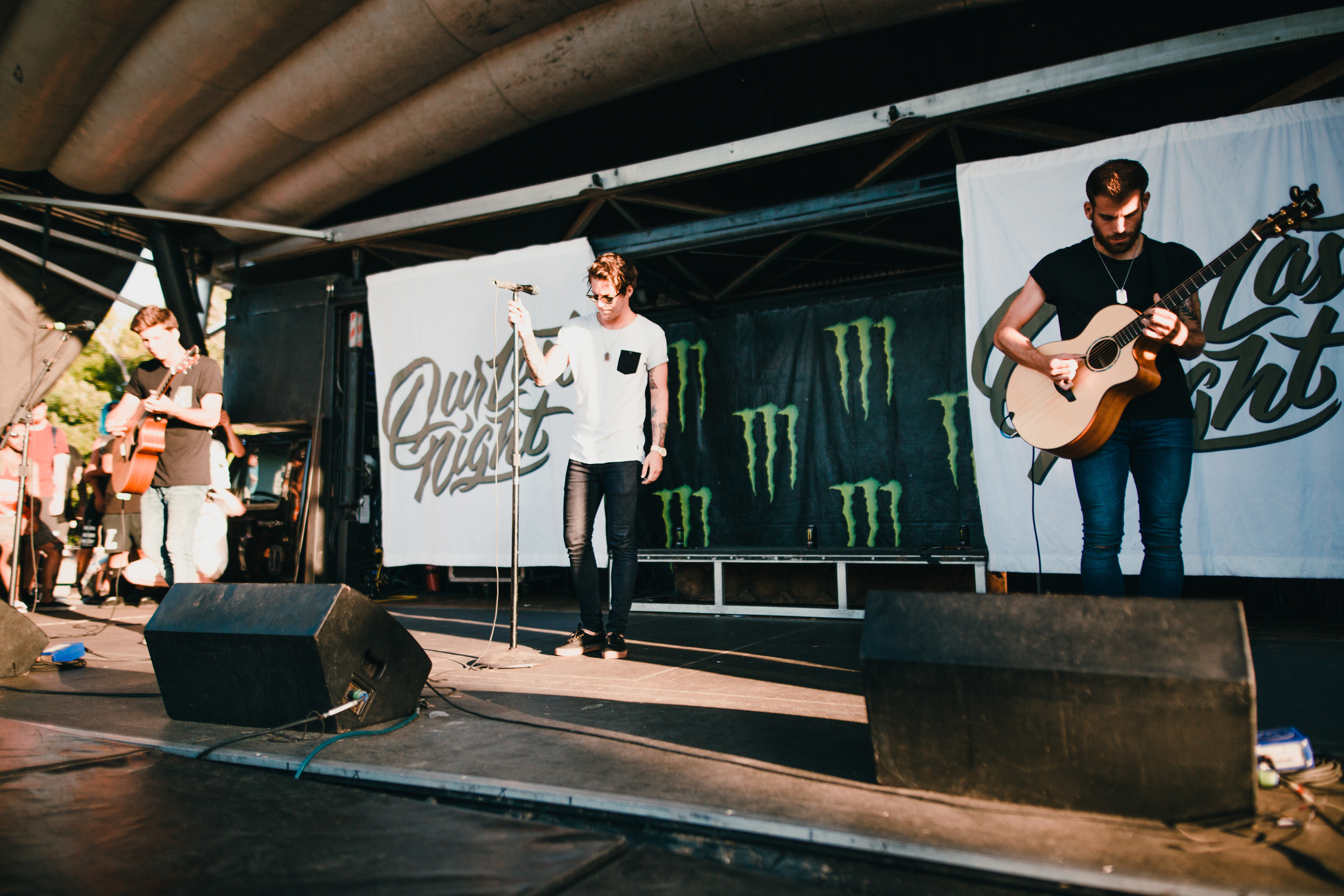 Our Last Night. They did acoustic this day because their drummer had a family emergency.