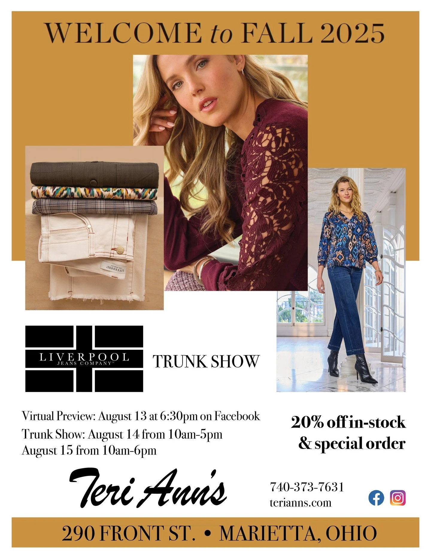 @liverpoollosangeles Trunk Show today &amp; tomorrow!
20% off in-stock and special order
