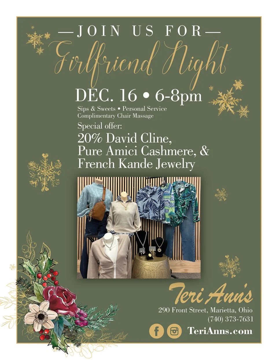 Take a break from the hustle and bustle to join us for our final Girlfriend Night of 2025! 🎄

#terianns #thinkfashion #livelovemov #ohiotheheartofitall #visitmariettaohio #mymarietta