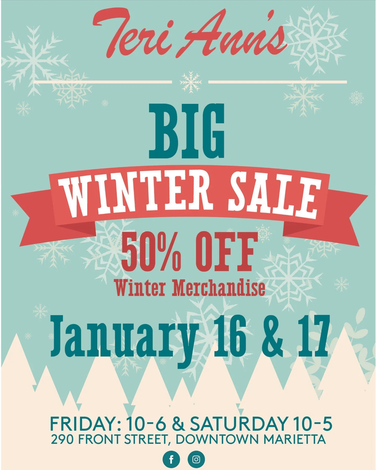 Winter just got WAY better ❄️
Our Big Winter Sale is happening Friday, Jan 16 &amp; Saturday, Jan 17! Cozy layers, cold-weather must-haves, and seasonal favorites are all waiting for you.

#terianns #thinkfashion #livelovemov #ohiotheheartofitall #vi