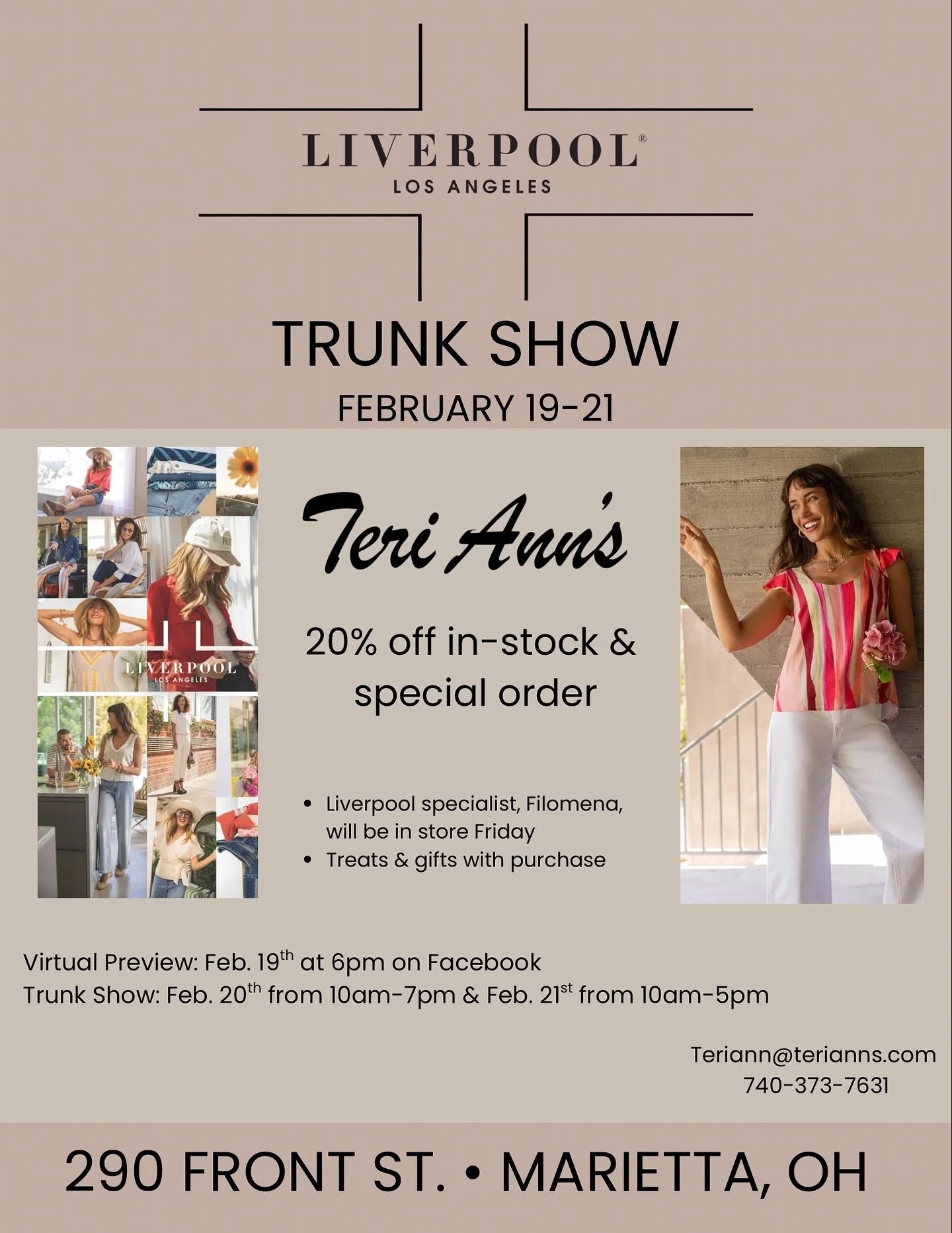 Join us virtually tonight at 6pm for a Facebook live preview of our Liverpool Trunk show! 👖✨

In store tomorrow from 10am-7pm and Saturday from 10am-5pm to continue the Liverpool Trunk Show fun!

Can&rsquo;t wait to see you this weekend ⭐️

#teriann