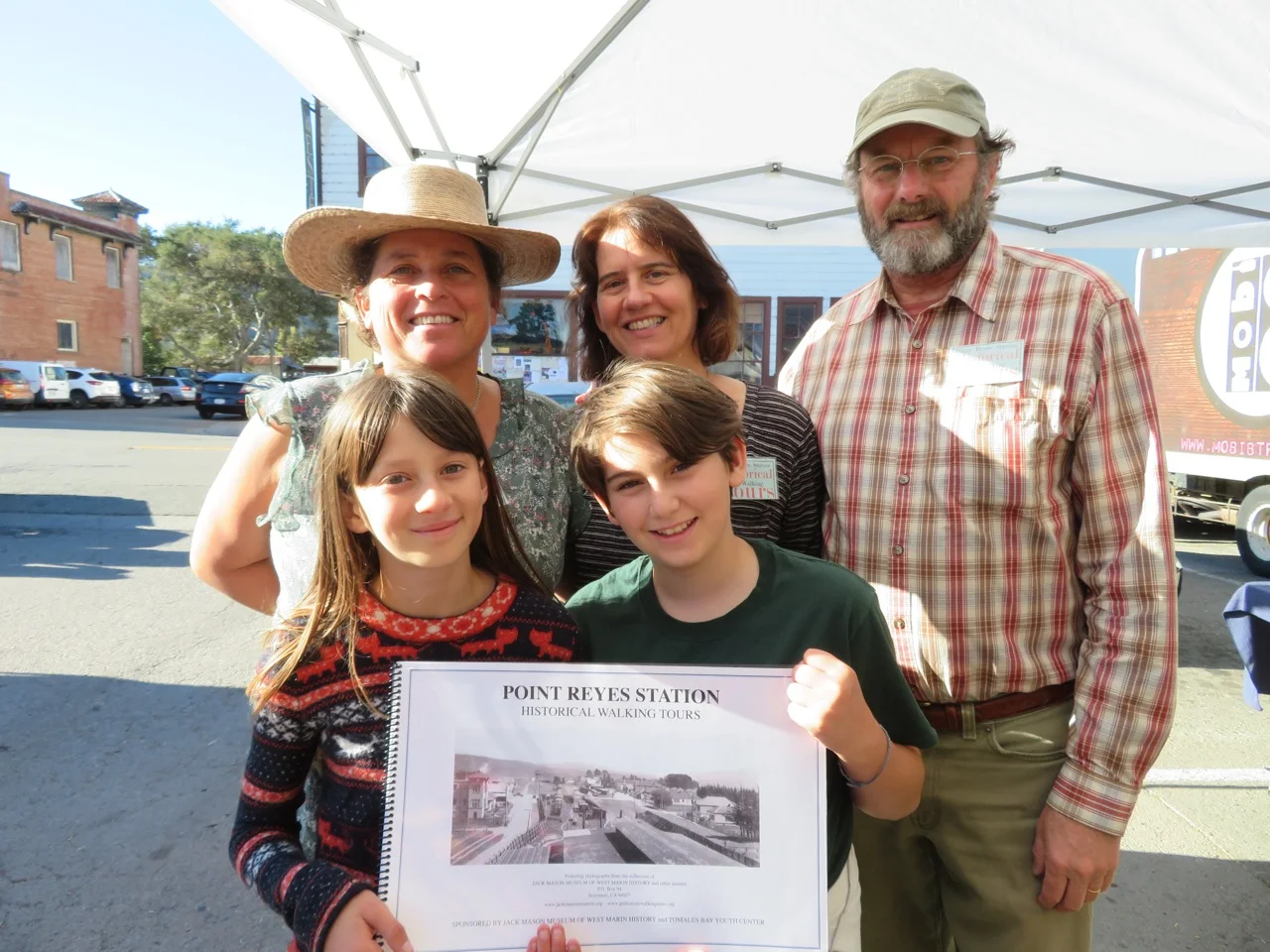 Thank you to our small and mighty team of youth and adult partners who committed to bringing our past West Marin history to this 2018 season. What a great success! Pictured are, two youth guides: Bella and Zoe, our local history mentor and tour guid…