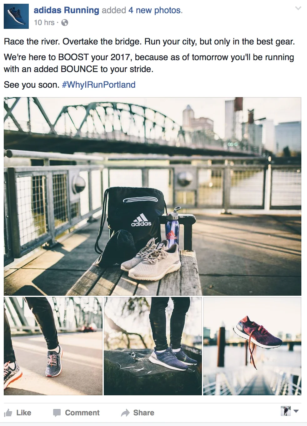 adidas Running Facebook page: #WhyIRunPortland Campaign - January 2017