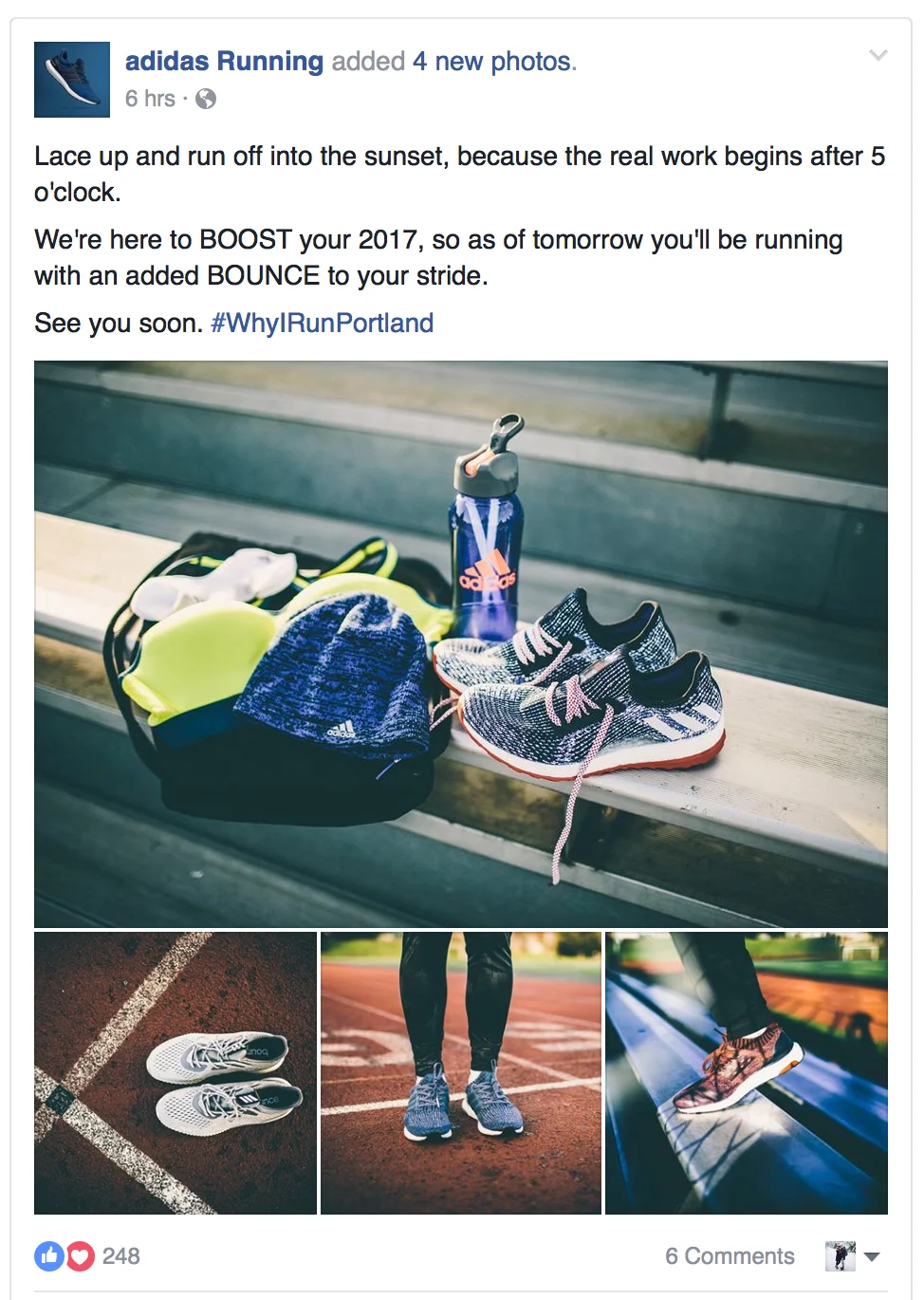 adidas Running Facebook page: #WhyIRunPortland Campaign - January 2017
