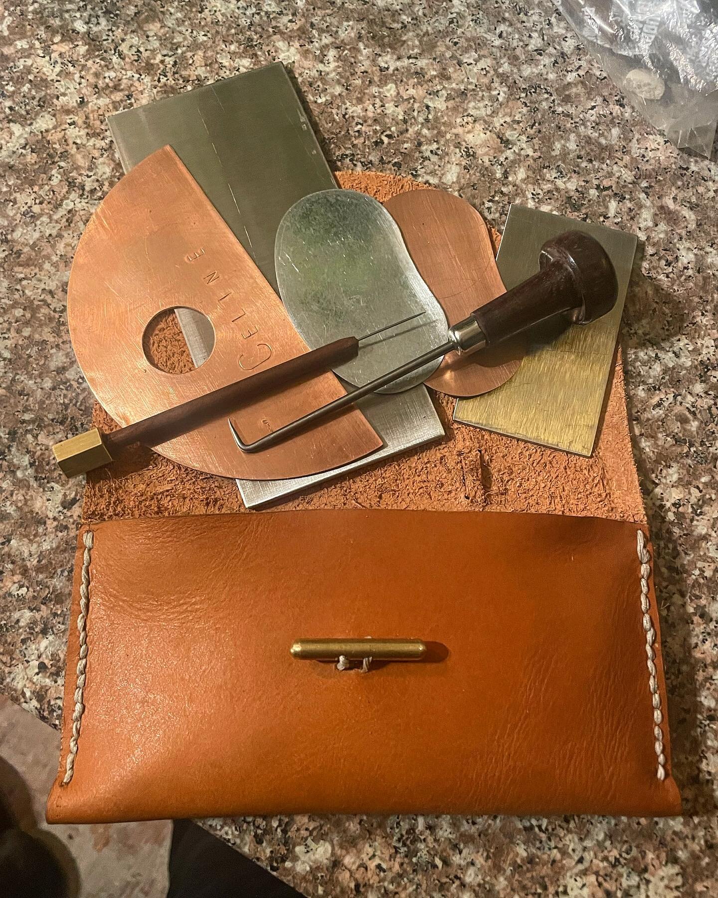 Weekend work - I took a few hours to make my long time bestie @celinegrouard some ceramic tools and a funky little case. I&rsquo;m not a great leather worker, but I enjoy the process.  Super fun to do a bite sized project.