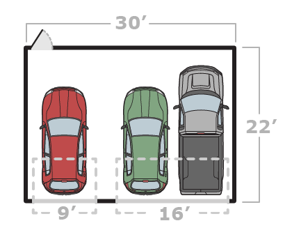 30' x 22' 3-Car Garage