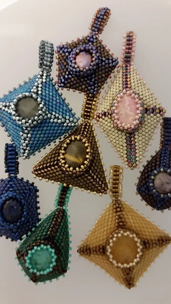 8 Shaped Peyote Gemstone Pendants 1920.jpg