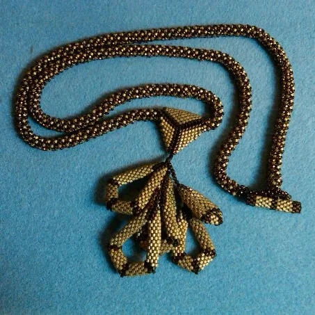Shaped Peyote Necklace with Hand Woven Chain