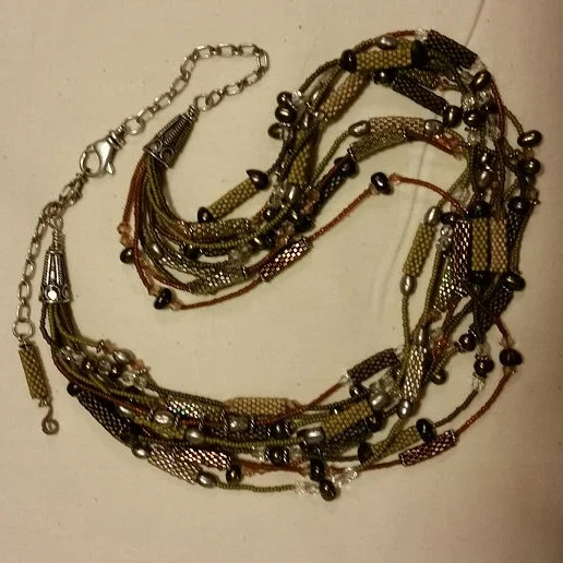 Beaded Bead Multistrand Necklace