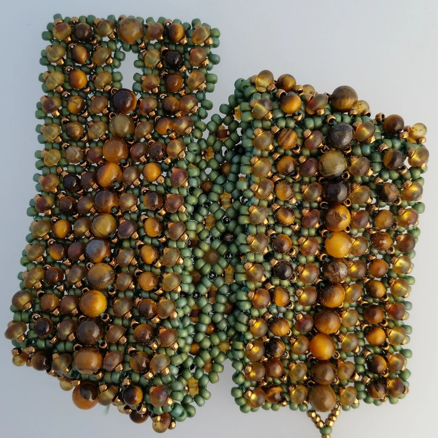 Tiger Eye Embellished Right Angle Weave Bracelet