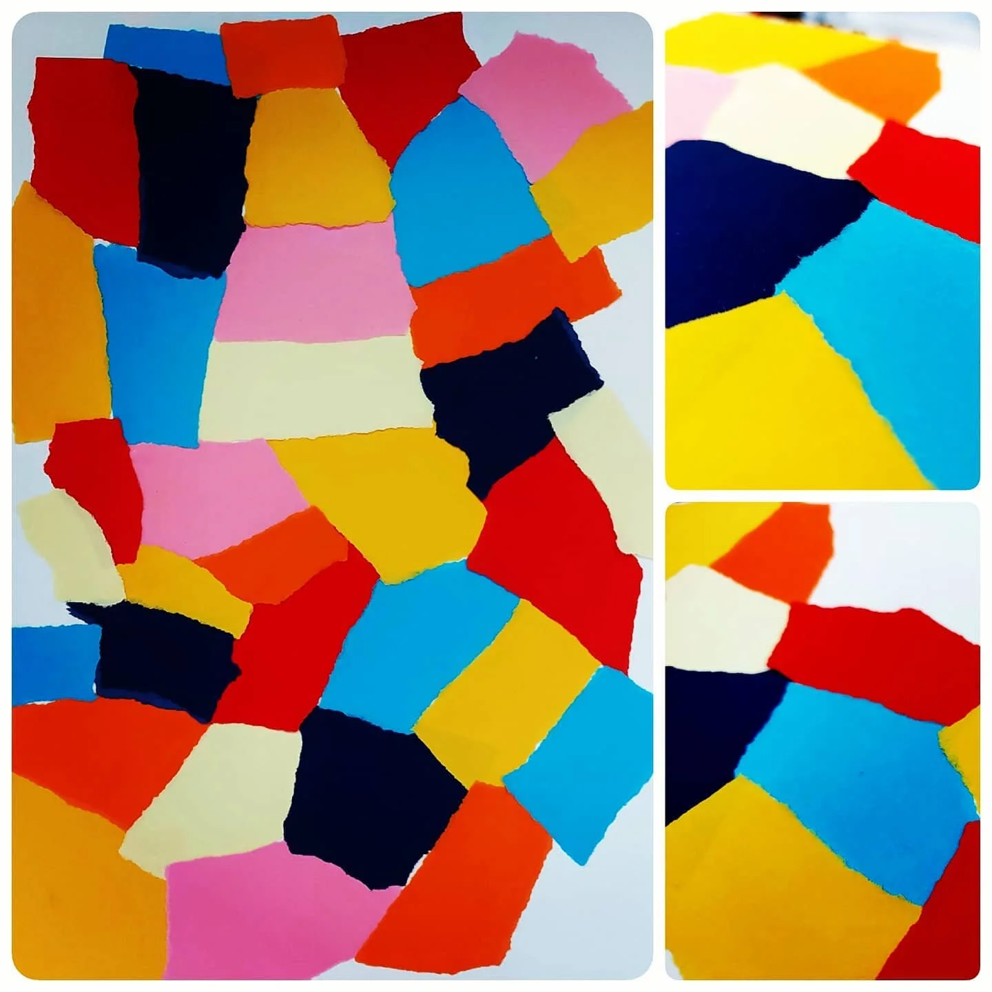 Playing with #collage #colour #paper #mosaic #gaudi #miro #espa&ntilde;a #workwithwhatyougot #ilovecolour #jesskellarart