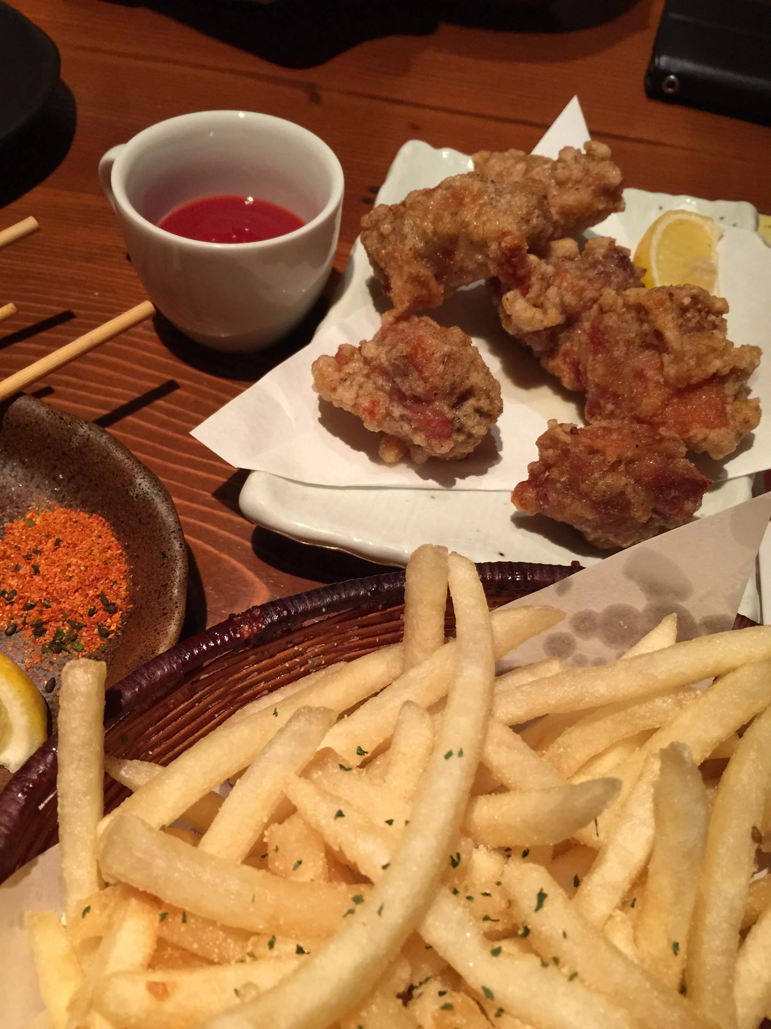 Karaage (fried chicken) and Fries