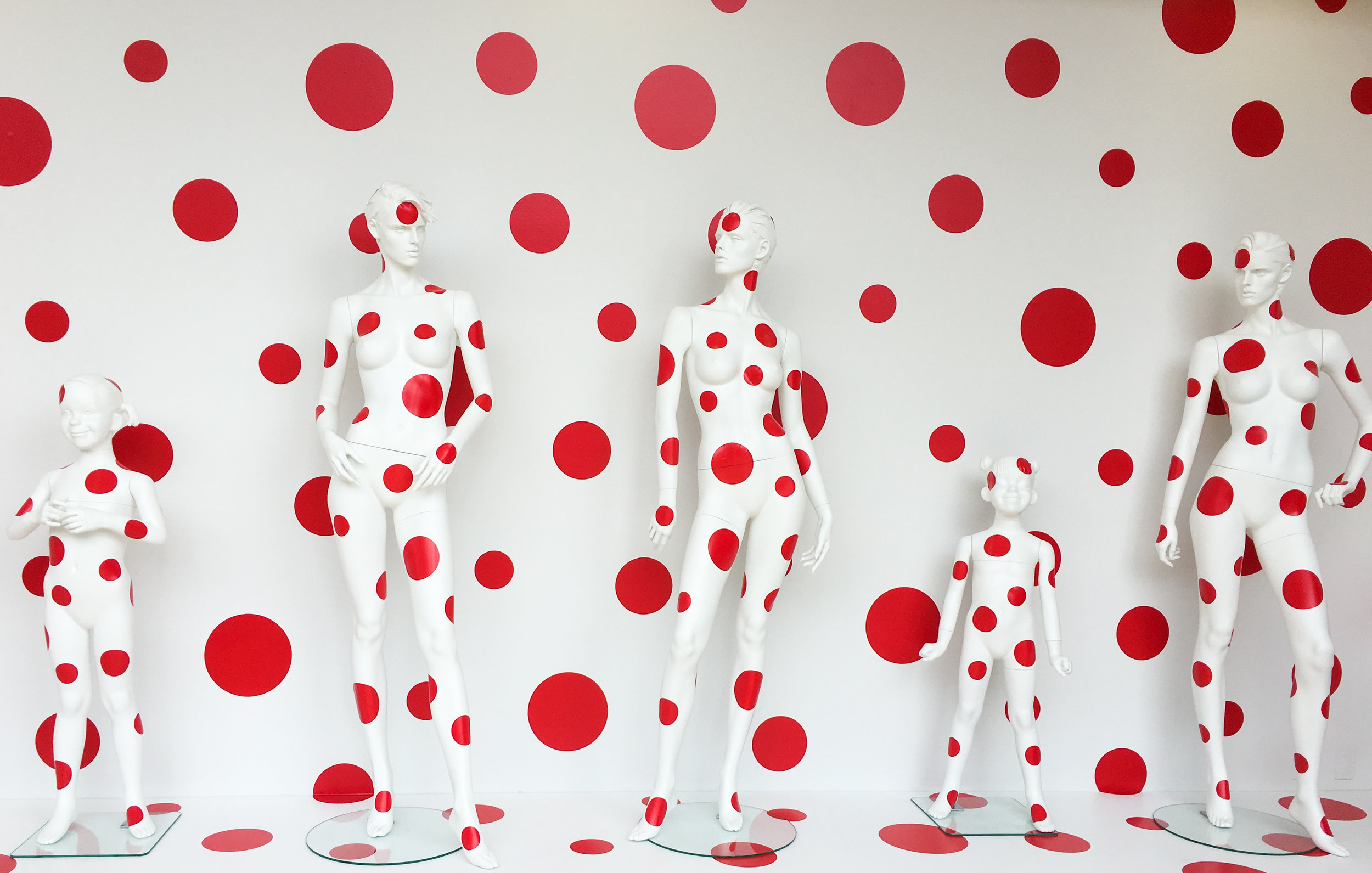 mannequins covered in polka-dots