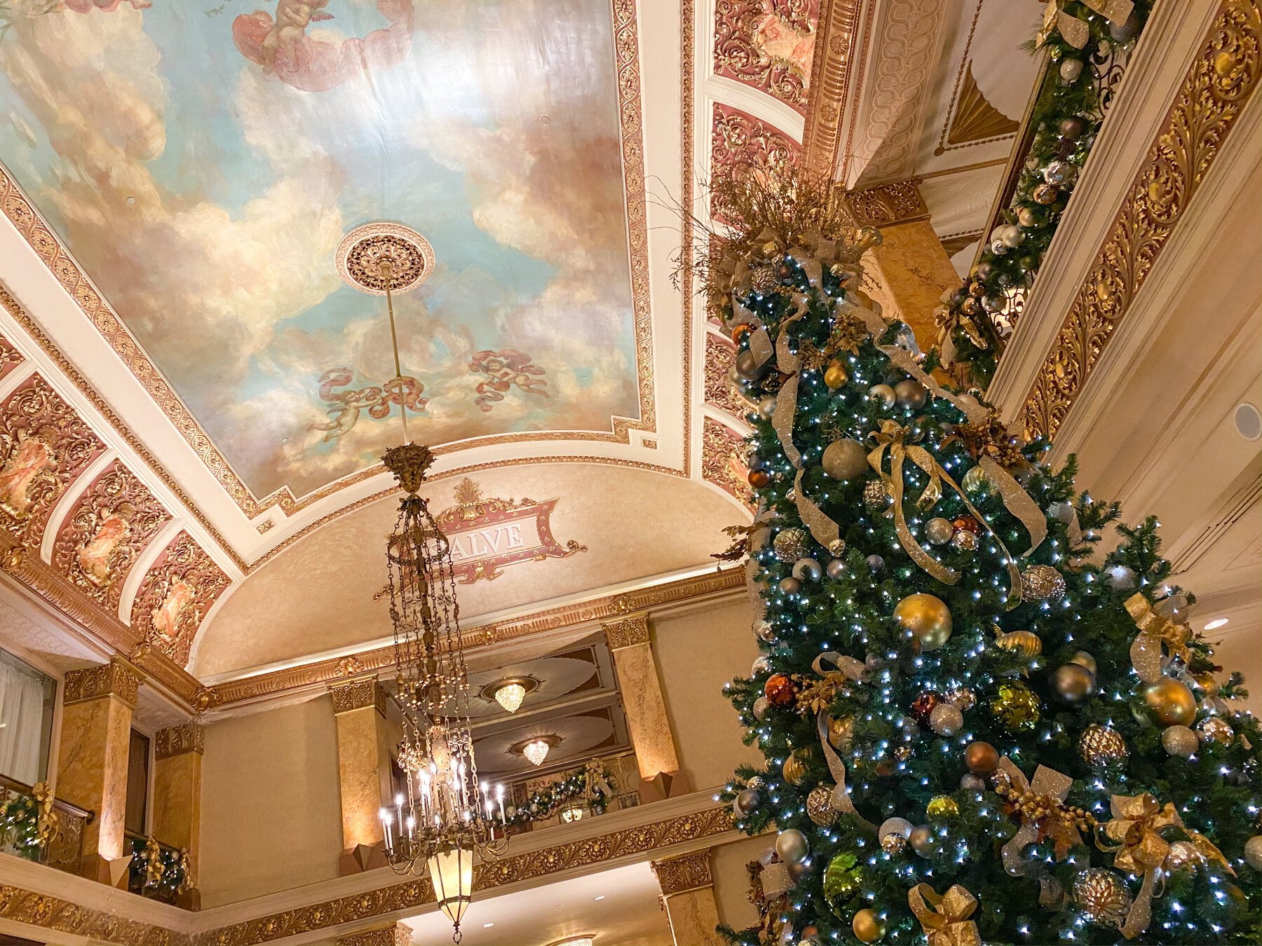 Christmas tree in Lobby at the Pfister Hotel