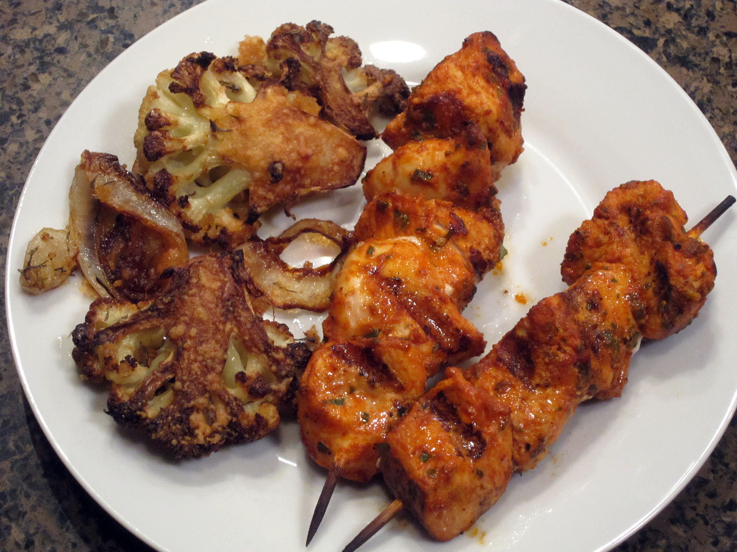 Kebabs with roasted cauliflower 