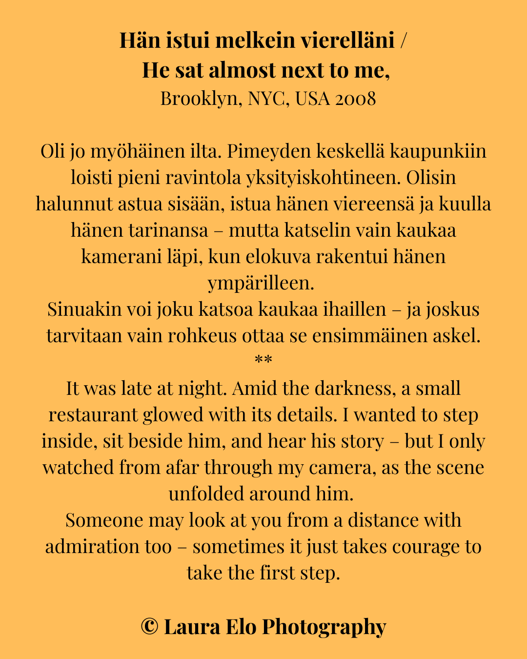 Hän istui melkein vieressäni, NYC, Laura Elo Photography.png