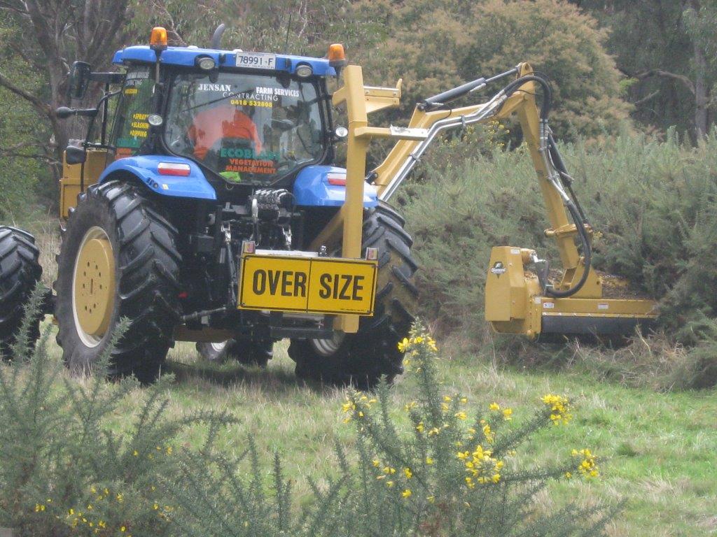 7 metre Reach-Arm Diamond mulching unit, ideal for gorse and other woody species along road edges, creek lines, fence lines. This unit also has an Ecoblade 52 inch cut available.