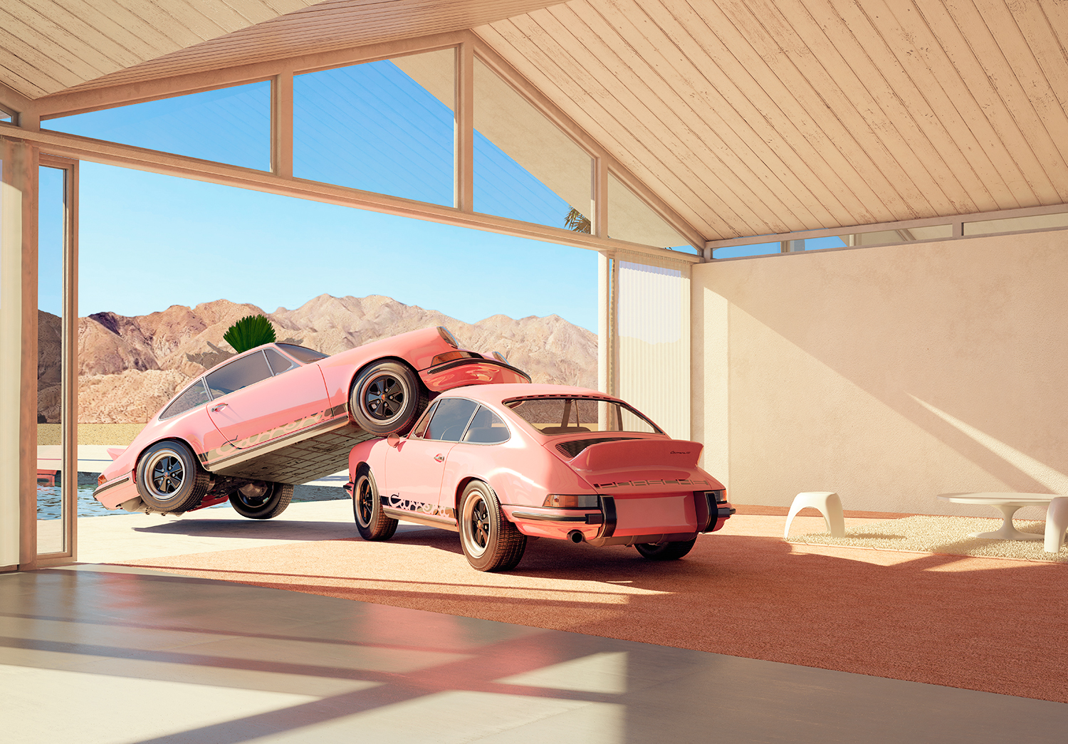 Two Pink Porsche Carrera RS's — chris labrooy