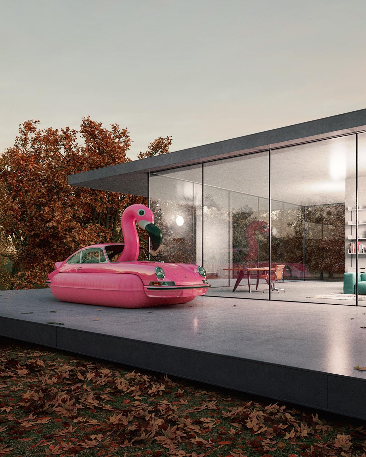 Good evening. #autumn #flamingo #porsche #pink #design #midcenturymodern #architecture