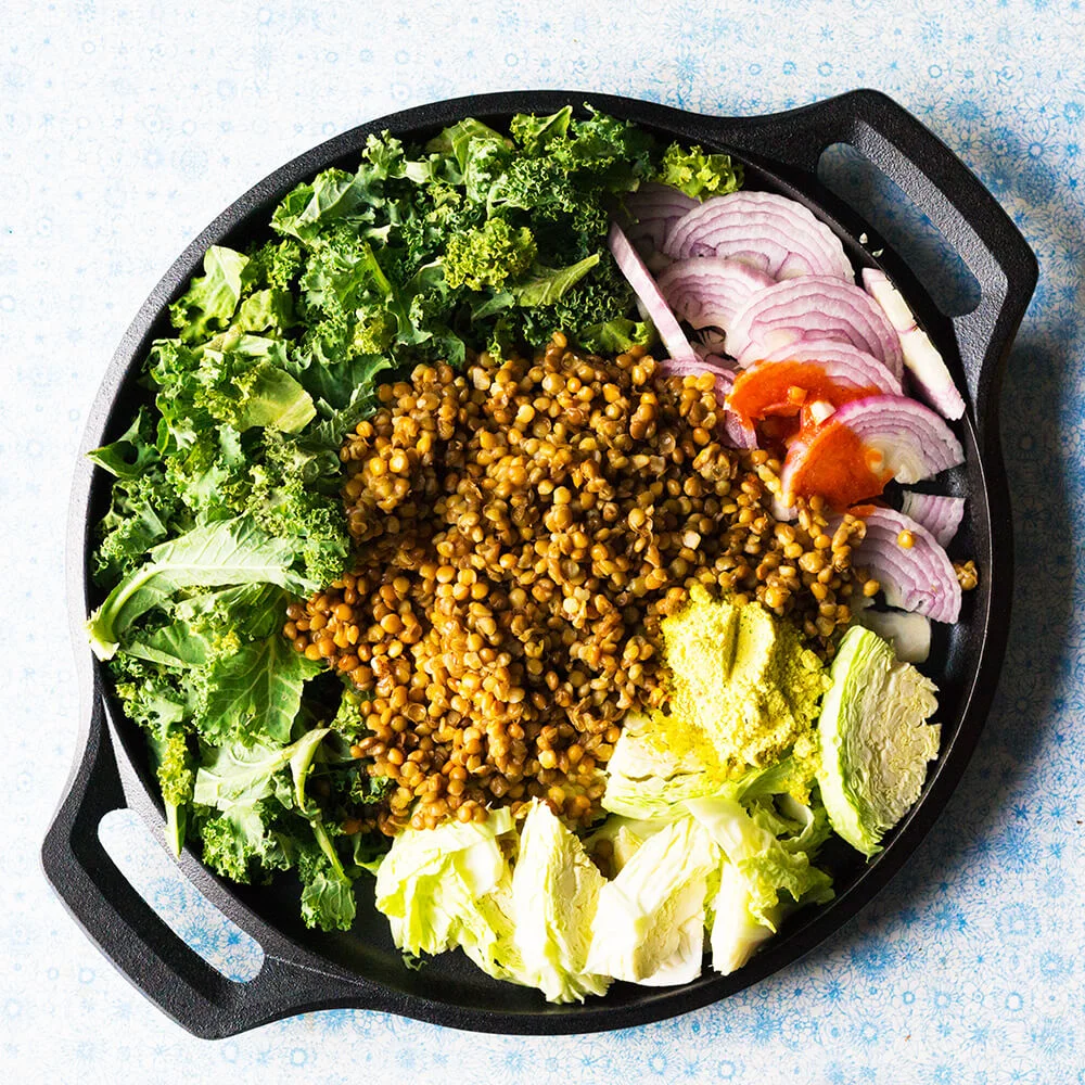 1 PAN DISH - smokey lentils with greens 