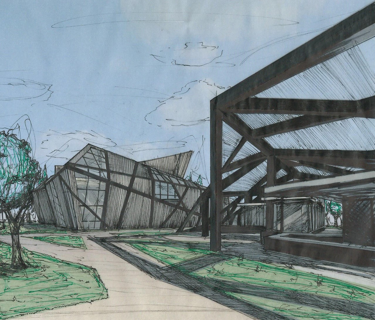 Perspective View of the Community Hub & Market