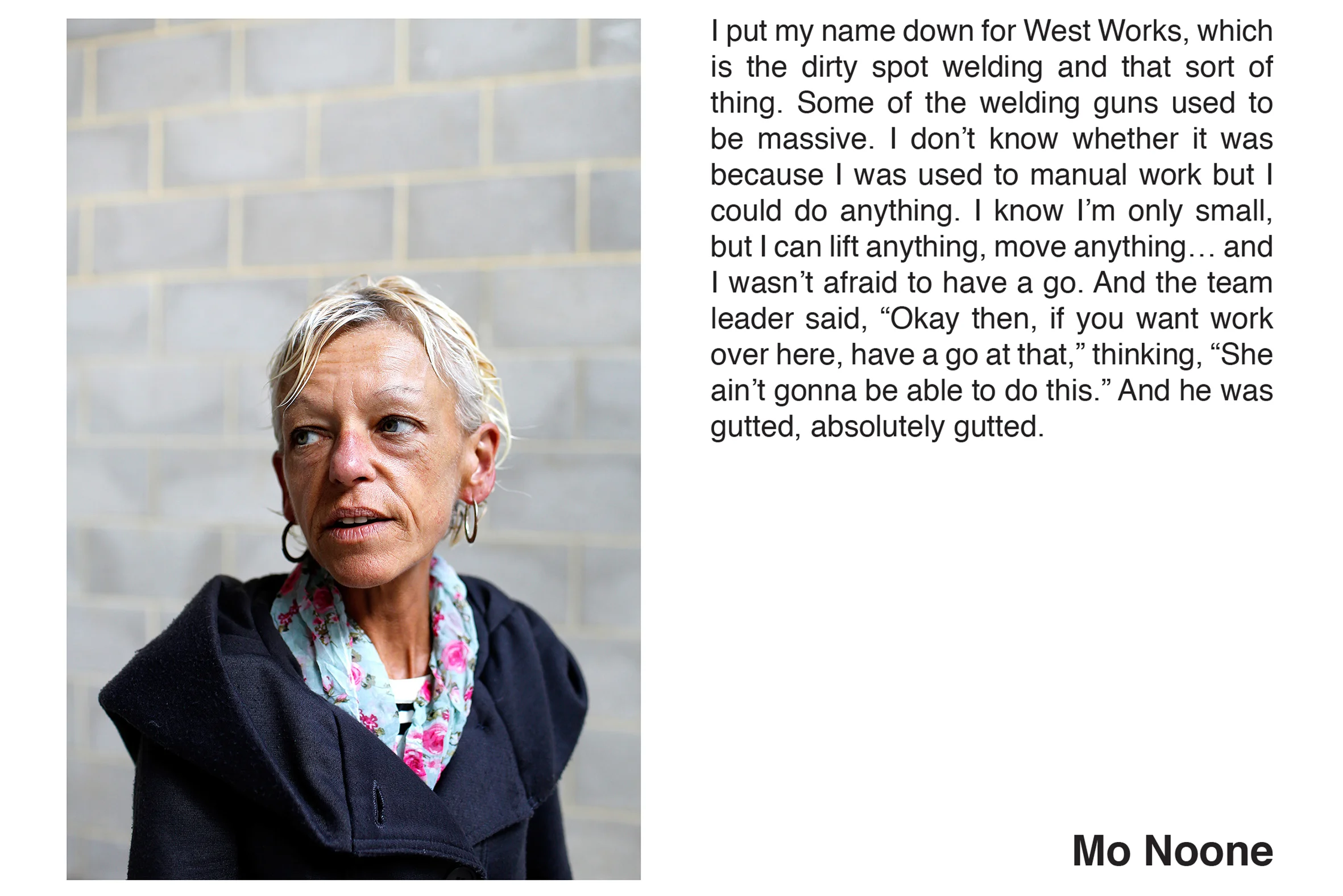 Mo Noone from the series 'Women of Longbridge' by Stephen Burke & Hannah Hull
