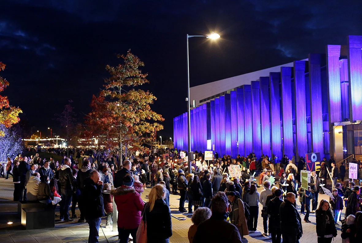'Our Lives Begin To End The Day We Become Silent About Things That Matter' by General Public for Longbridge Light Festival 2016, photography by Stephen Burke