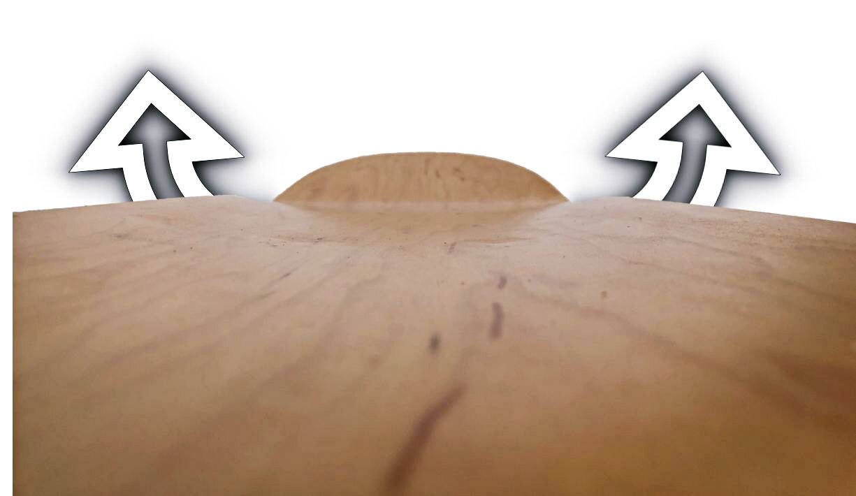 Illustration of the concave shape of a skateboard