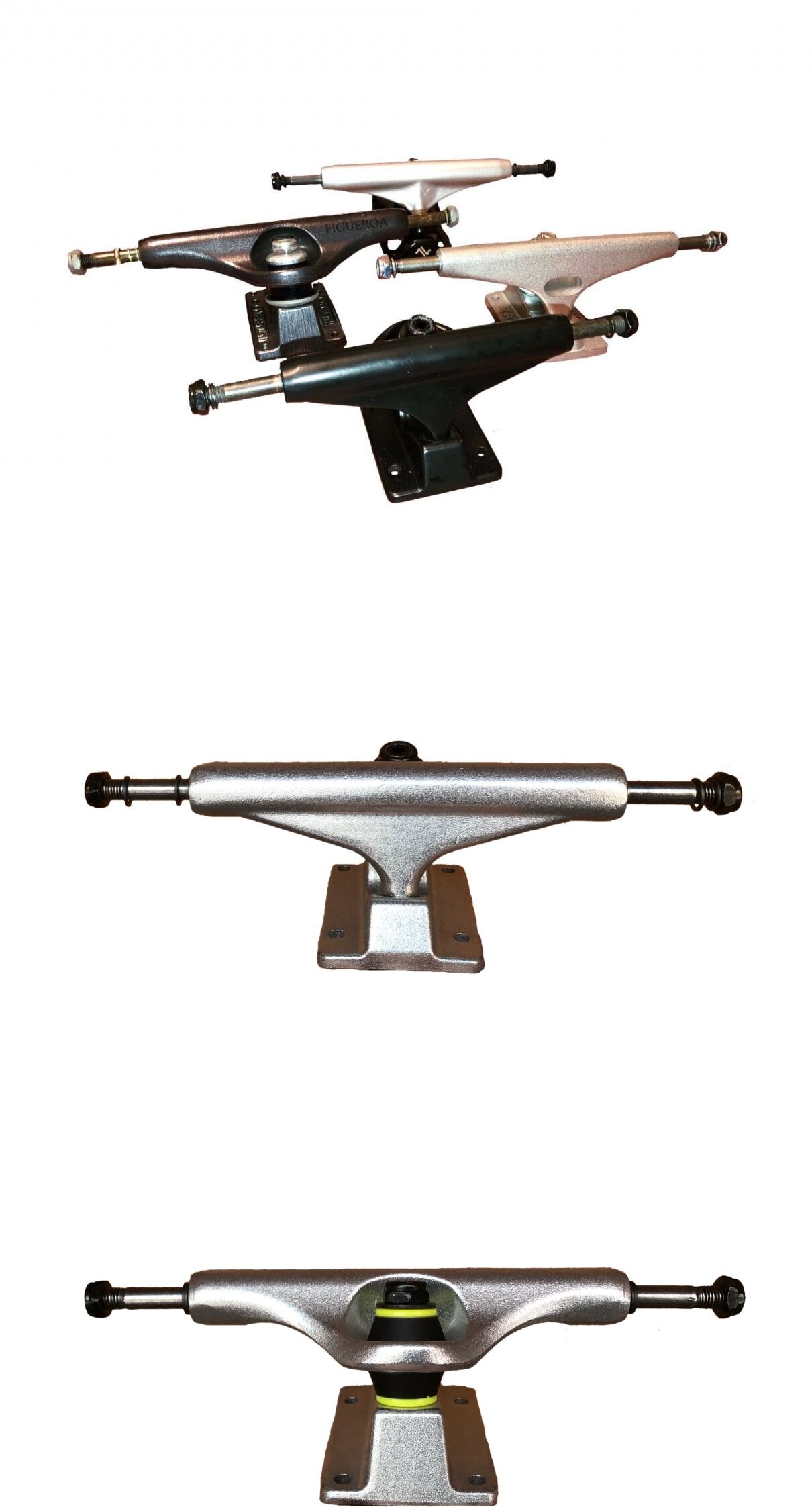 Illustration of different skateboard axles