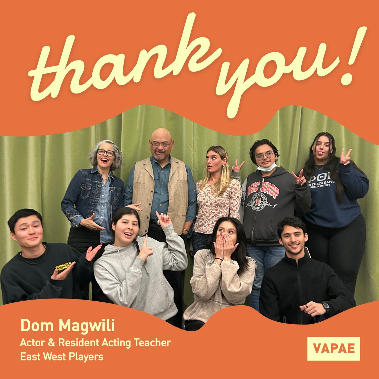 Last week VAPAE had our first guest speaker of winter quarter 2024! Thank you Dom Magwili for conducting a vocal workshop for Arts Ed 101: Facilitation Methods: Body and Voice Awareness for Teaching and Public Speaking students.

Dom Magwili trained 