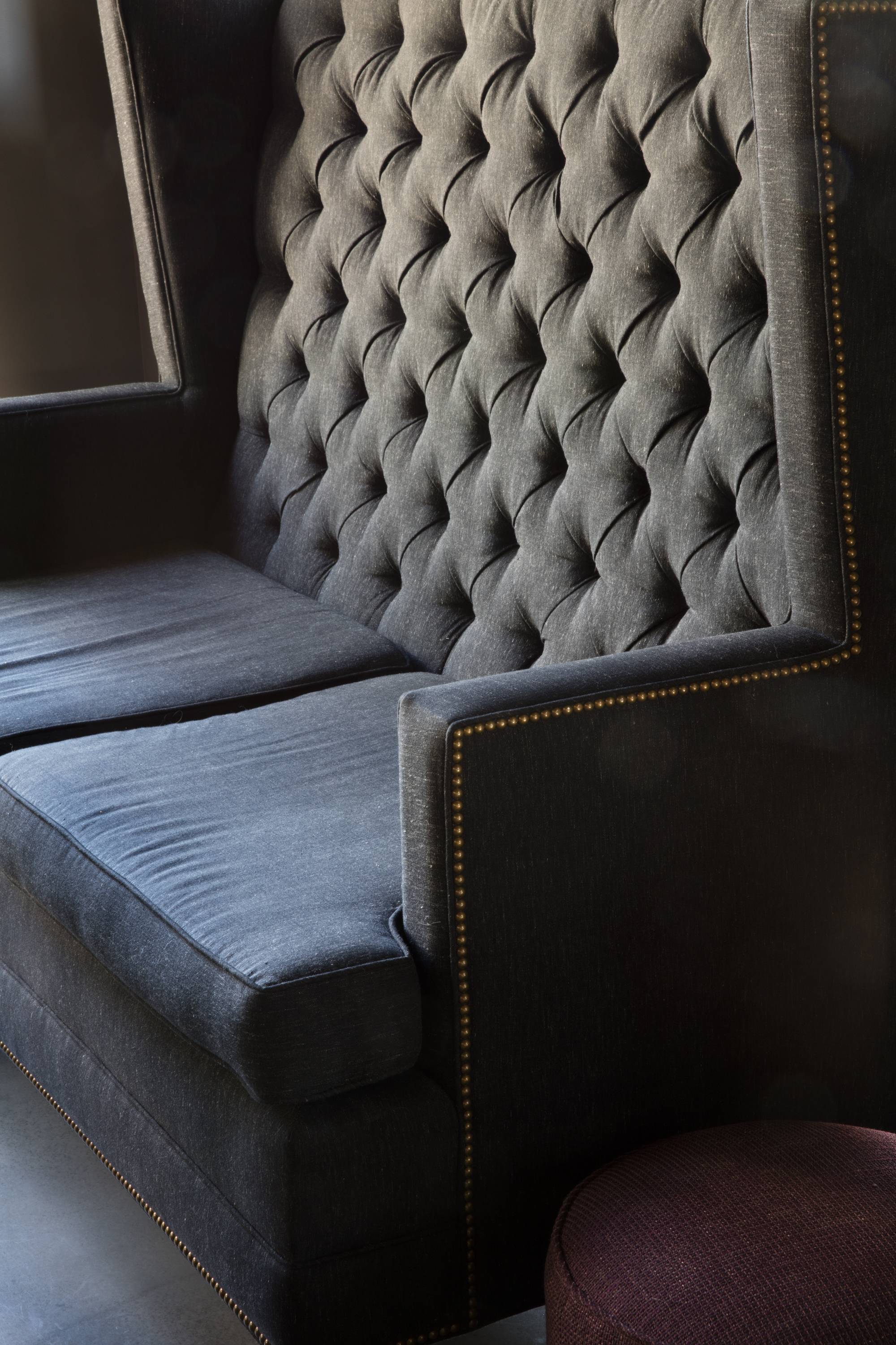 Custom-designed and built Tufted Sofa- Bin 77 Bistro & Side Bar