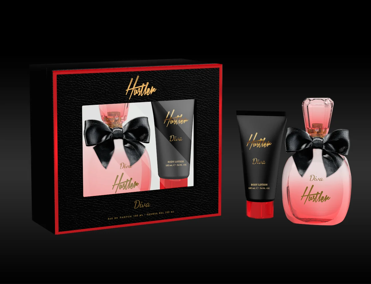 2 PIECE GIFT SET DIVA HUSTLER EAU DE PARFUM 100 ml / 3.4 oz.fl+Body Lotion 100ml