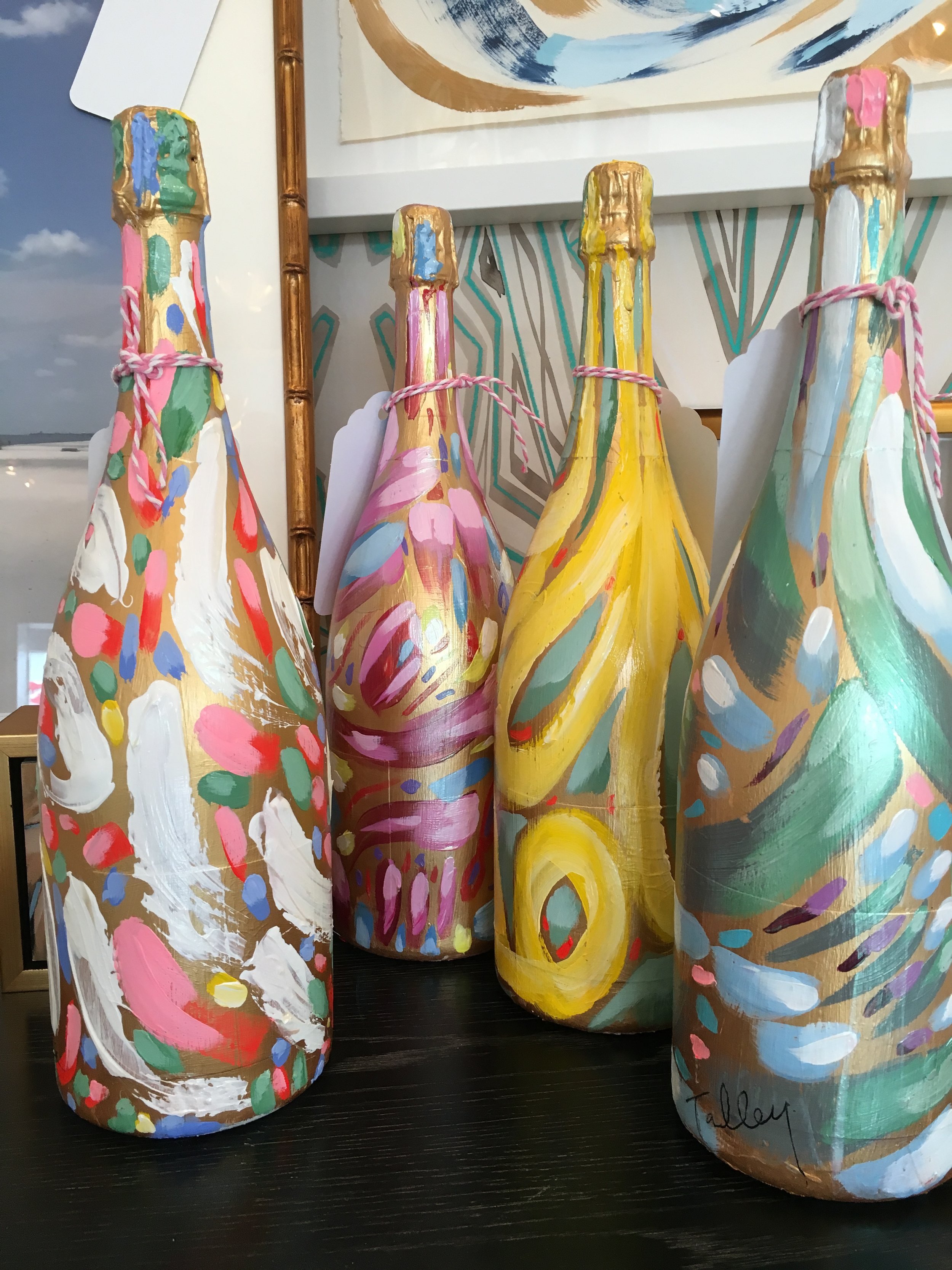 Hand painted champagne bottles as Christening gifts -- fun for everyone!