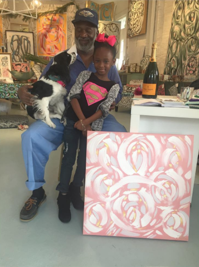 Amanda's dear family friend Charles, and his daughter Rah-ya and her birthday painting (and Meg)