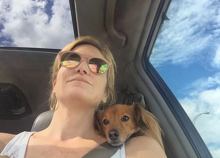 Amanda and Zippy headed to the beach