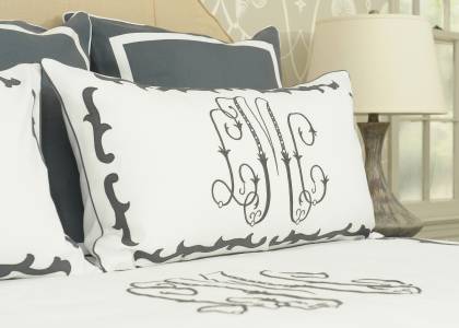 Addison + Grace monogram and bedding by Leontine Linens