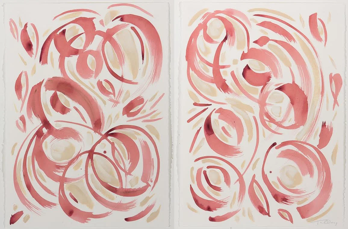 Weekends I & II (pair of 22x30 unframed works on paper; $3,400)