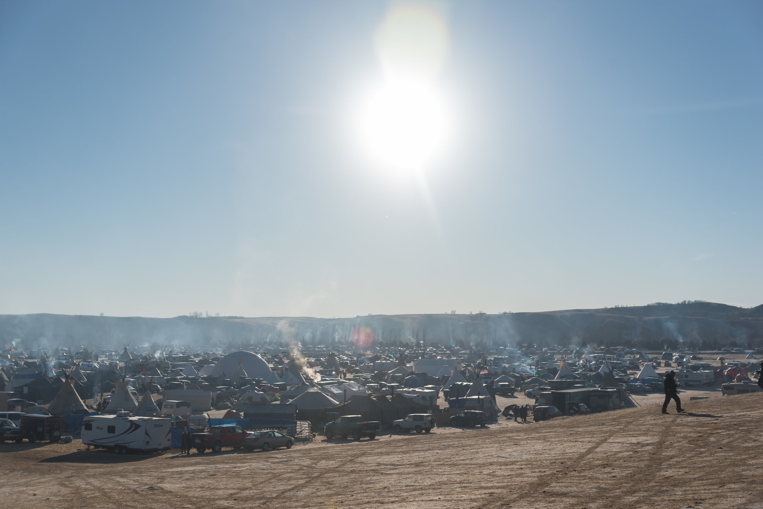  CANNON BALL, North Dakota — The sun bears down on Oceti Sakowin on Thursday, Nov. 24. Temperatures at Oceti Sakowin in November reached single-digits at night, but would warm to nearly 50 degrees during the day. 