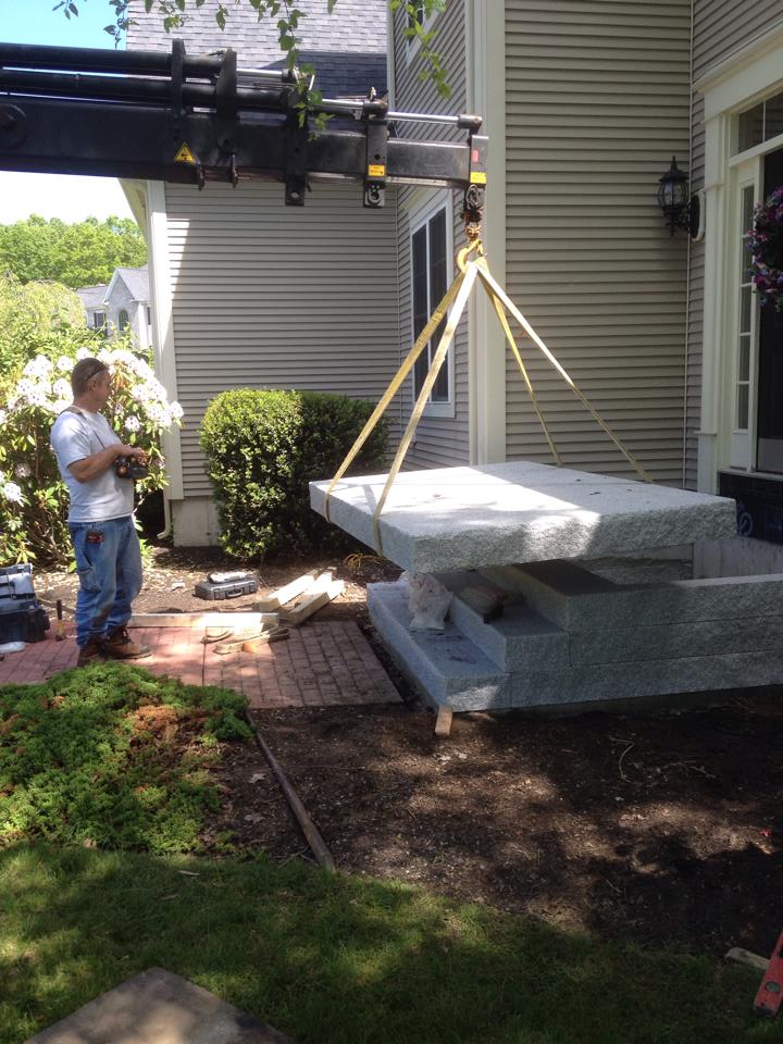 Granite steps during installation
