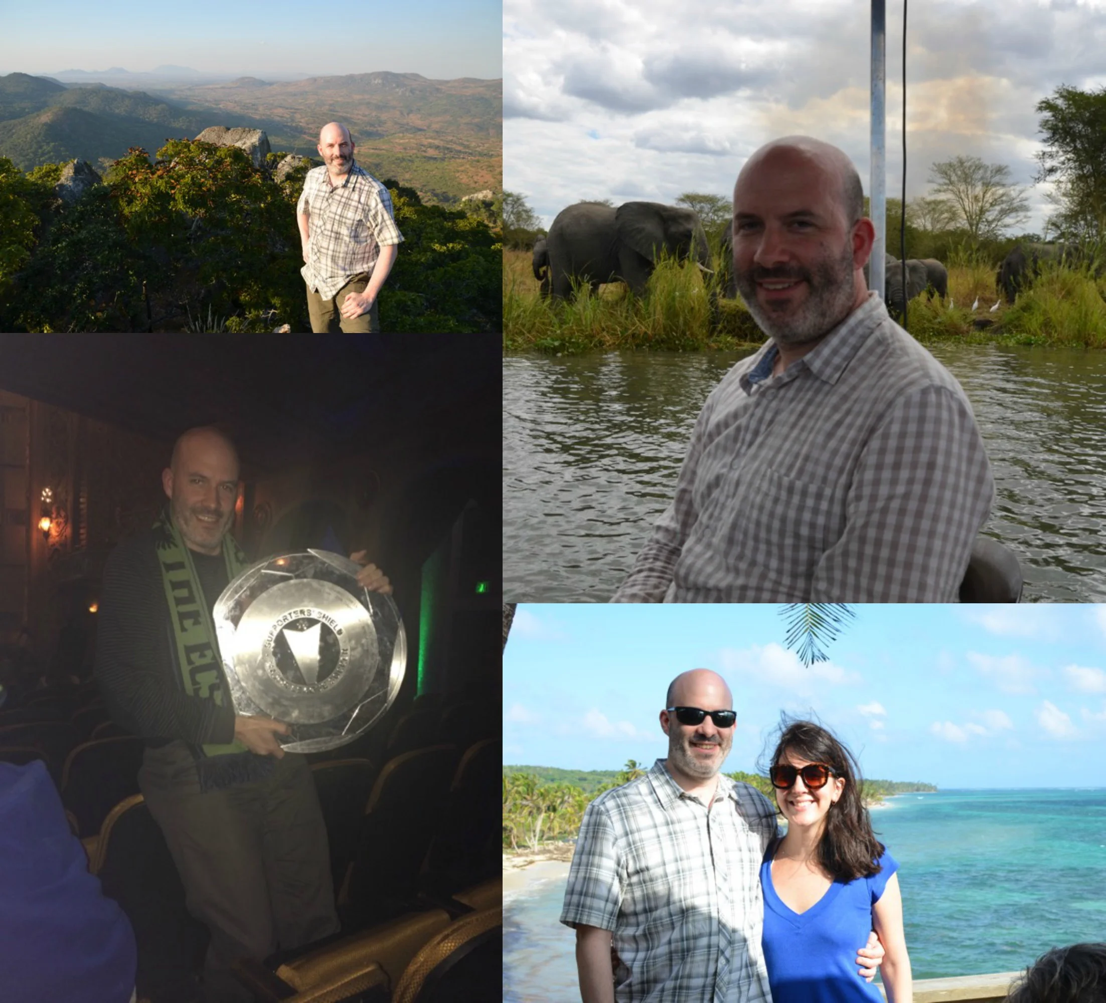 Dr. Colin McCluney with wife, Kristin (and some elephants, too).