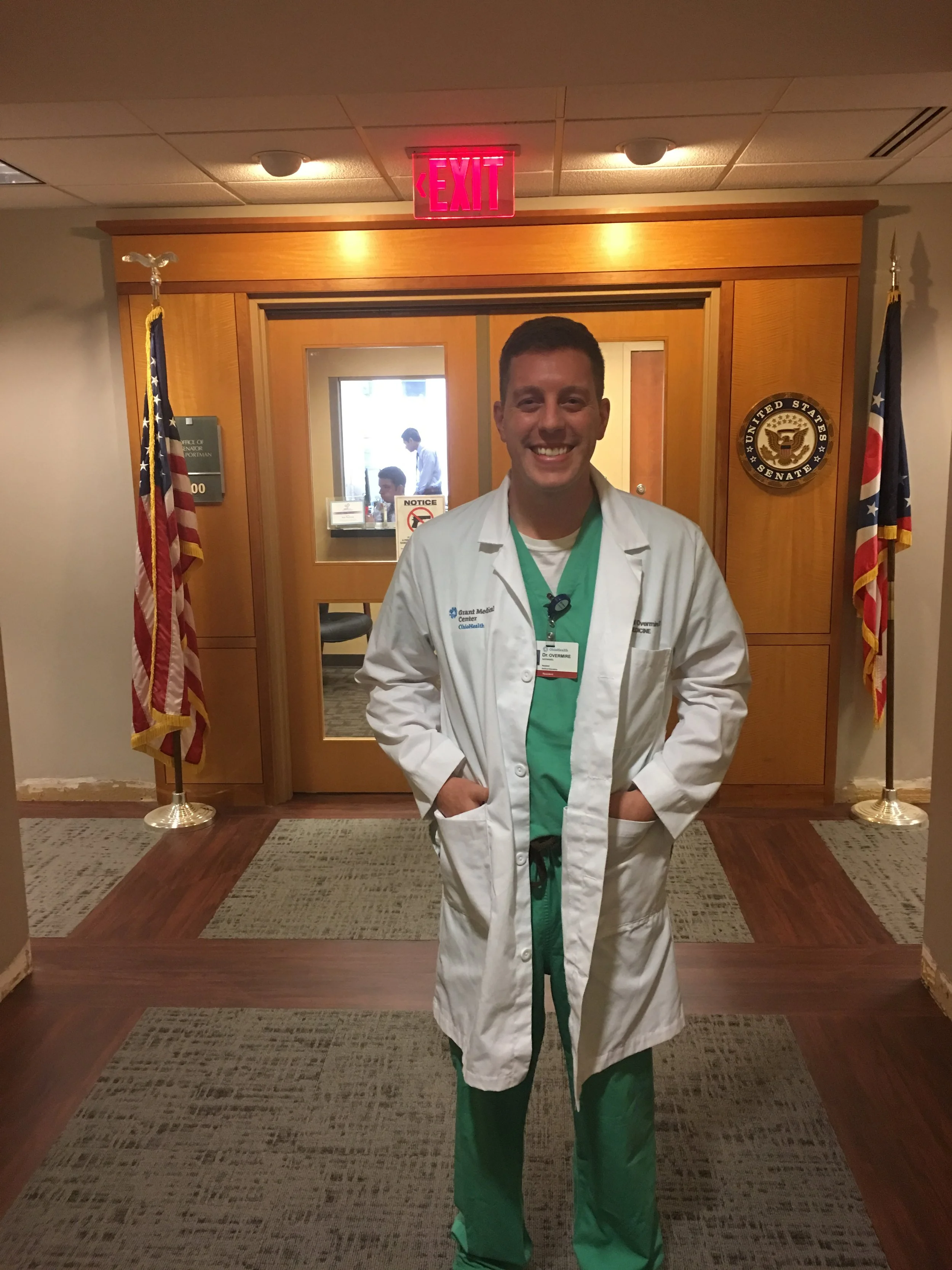 Dr. Nate Overmire (Class of 2019) advocating for patients at Senator Portman's office.