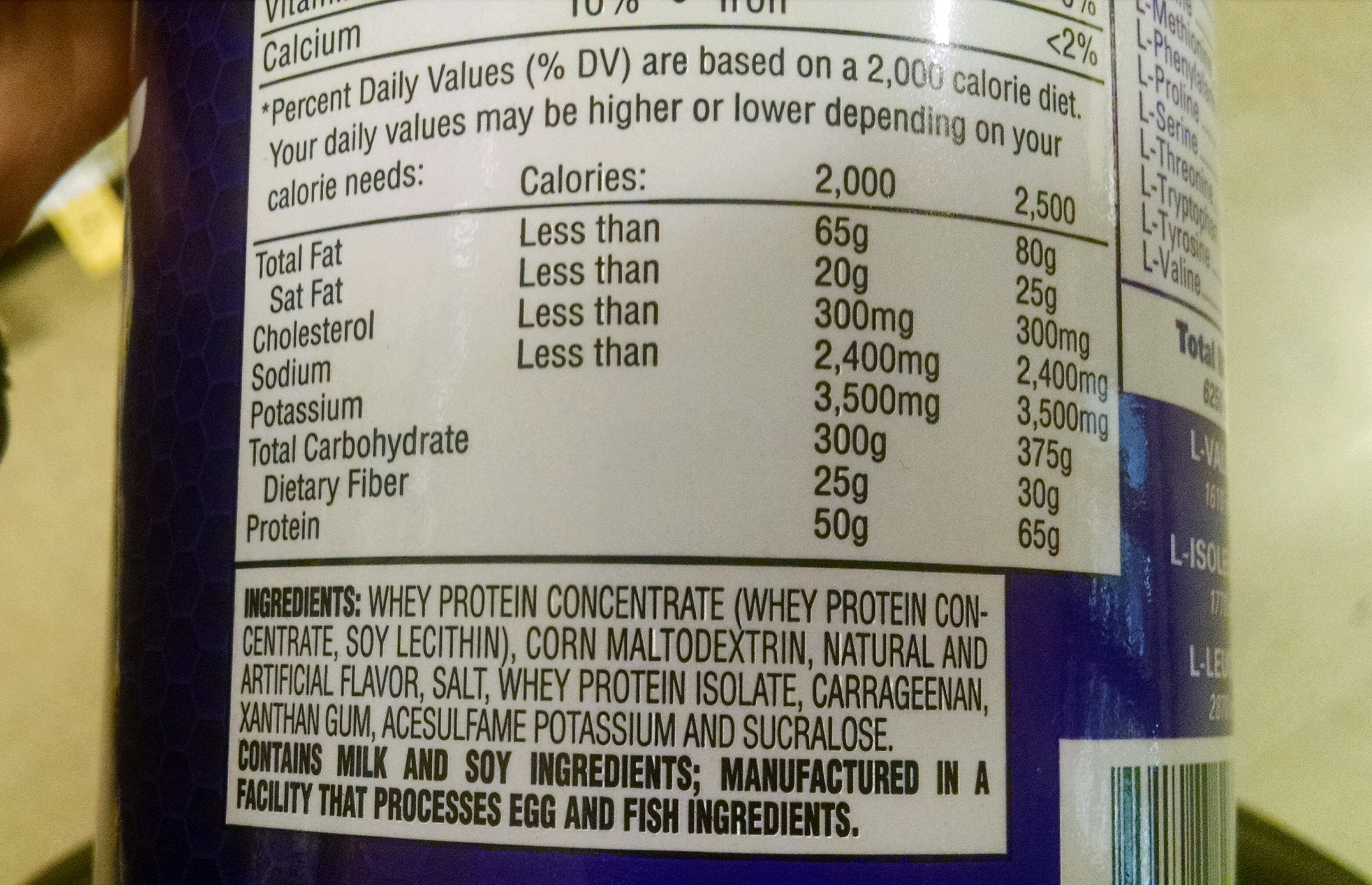Speaking of athletes, here is a popular protein powder. Again, notice all of the extra crap in these ingredients outside of the whey protein you thought you were buying.