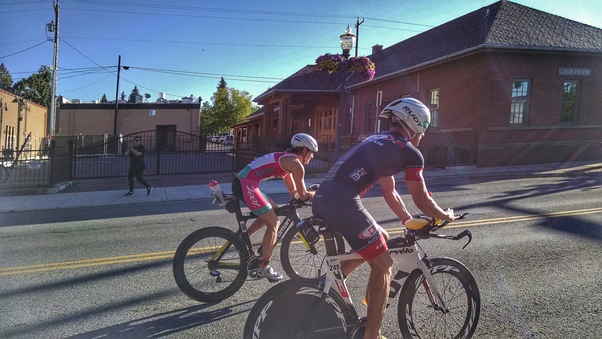 Heading out onto the bike course