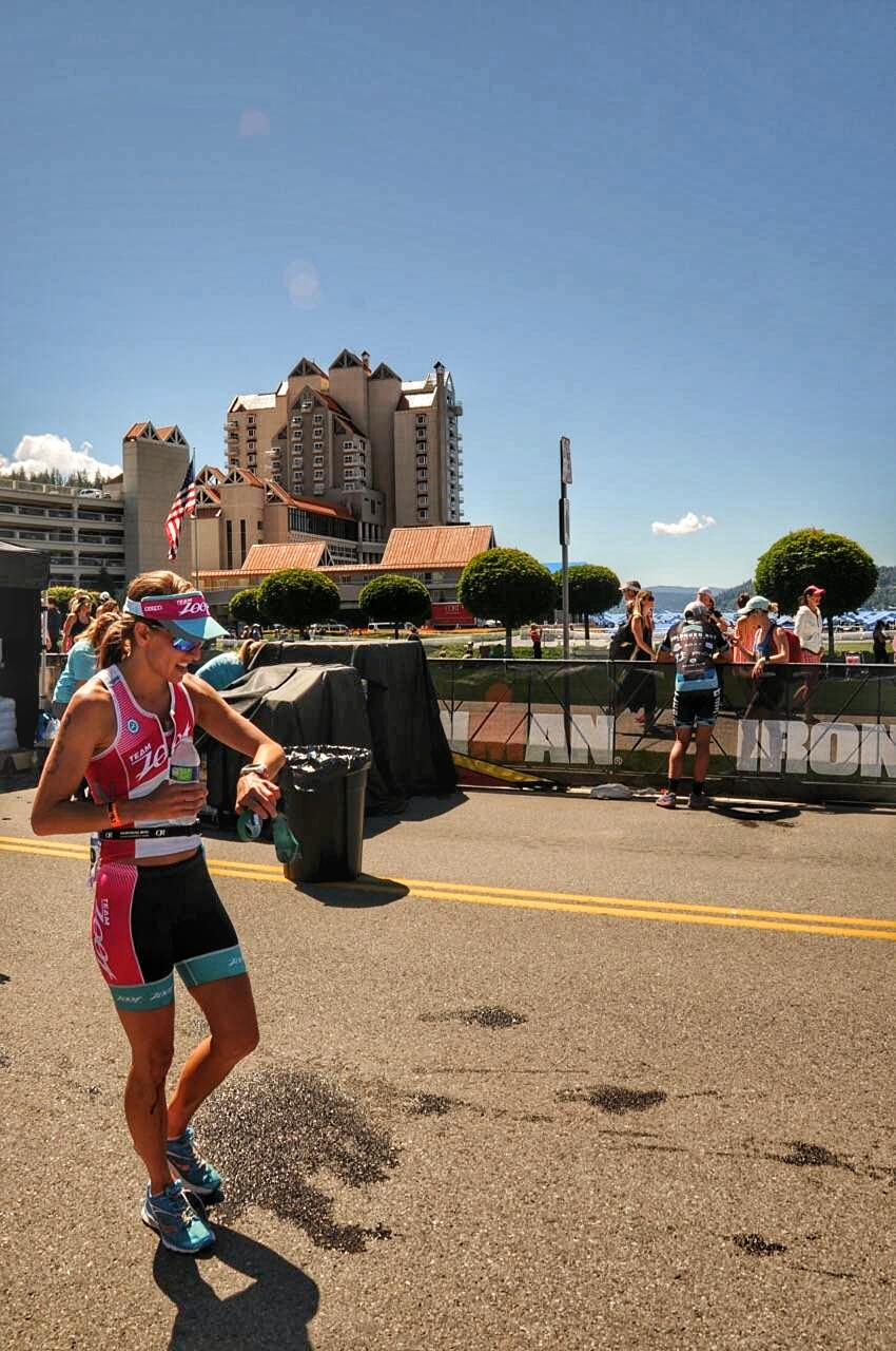 Here I am at the finish, bloody knee and all checking my watch (yes the same one that made me fall). 