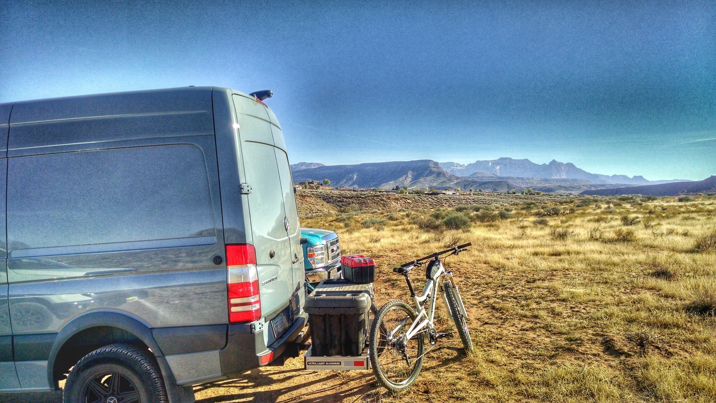 Parked at the start of the trail