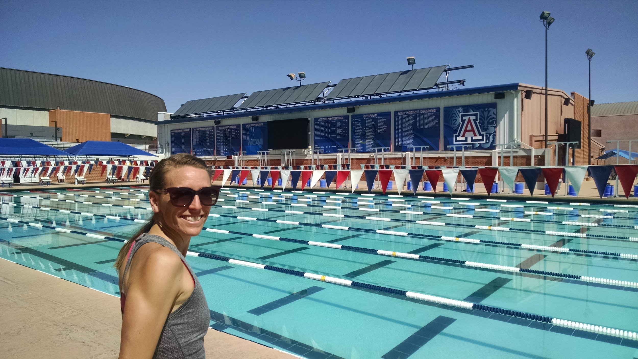 At the main pool at the UofA. This is just one of the amazing pools on this beautiful campus. 