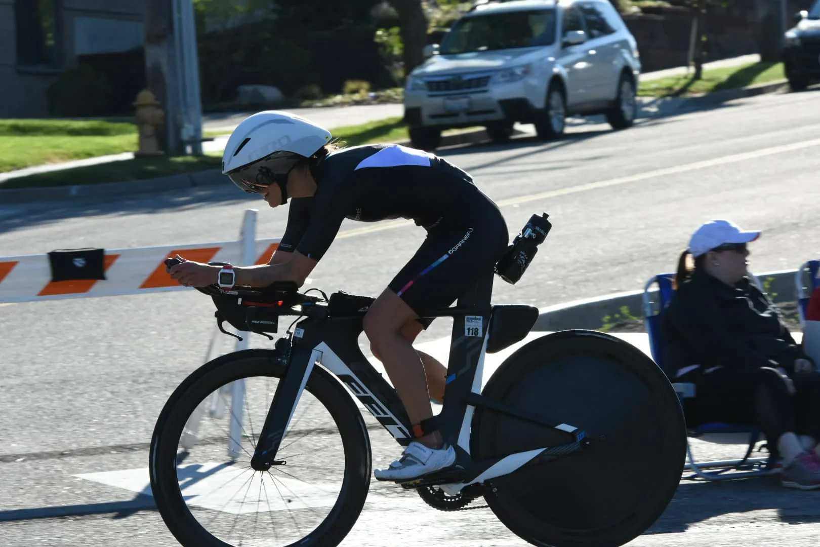 Heading out on the bike Yep, I know... my form needs some work. (Photo courtesy of James Haycraft)